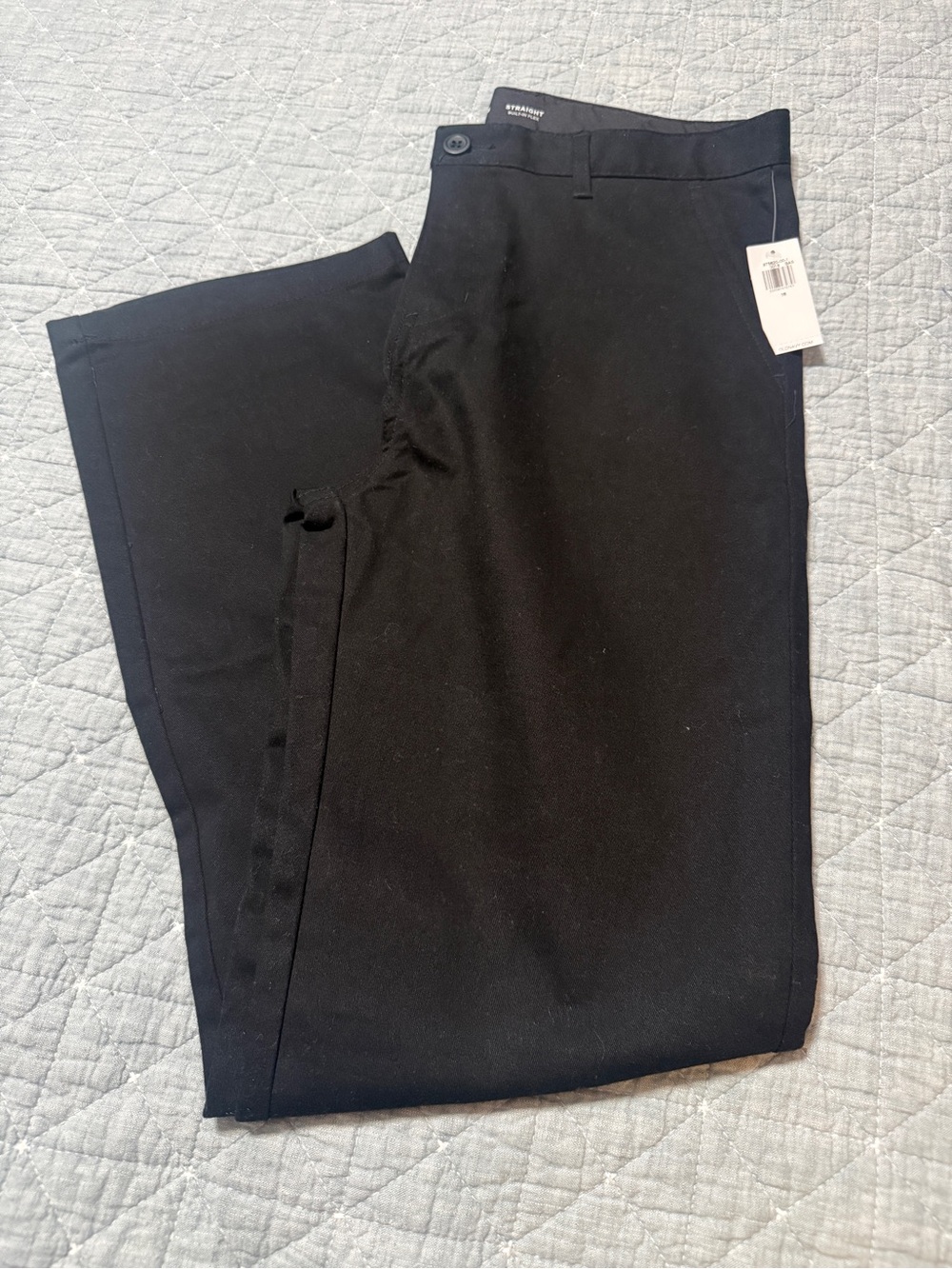 Old Navy Boys Sz 16 Straight Built-In-Flex Flat Front Uniform Chino Black Pant